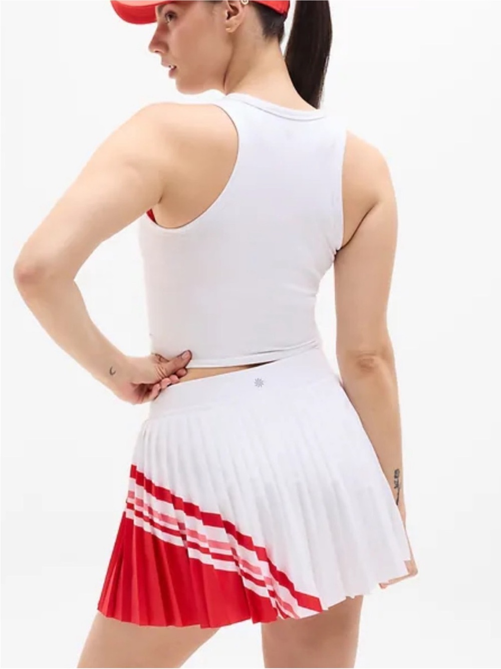 NWT Athleta MatchPoint Pleated Colorblock Skort - Small - Red and White - Picture 6 of 12